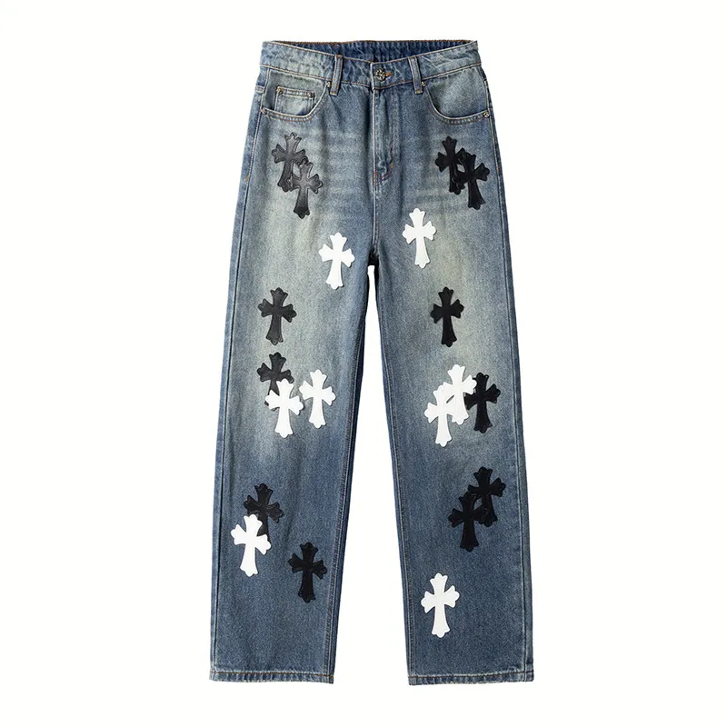 P280 💰 (Top version) Chrome Hearts & Chrome Hearts Loose and trendy jeans. Three-dimensional version. Loose and comfortable, not picky about your figure. Makes you look taller and slimmer. Factory-made. Original factory quality control. Same style for men and women. Can be matched with couples. Versatile recommendation. Must-have jeans for all seasons. Fashionistas have been disappointed. From the quality selection of fabrics, the tailoring of details, and the matching of patterns, they are all impeccable! The upper body is so handsome when worn...it can be easily worn by men, women and children! The craftsmanship is made of heavy-duty washed pure cotton denim fabric. After washing, it is soft and thick. It is very stylish when worn on the body. Size: 30-32-34-36 Color: blue 30 32 34 36 Waist circumference 80 85 90 95 Sitting circumference 105 110 115 140 Foot opening 46 47 48 49 External length 102 103 104 105